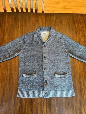 Taylor Stitch Headland Heathered Navy Shawl-Collar Cardigan - Large, 42